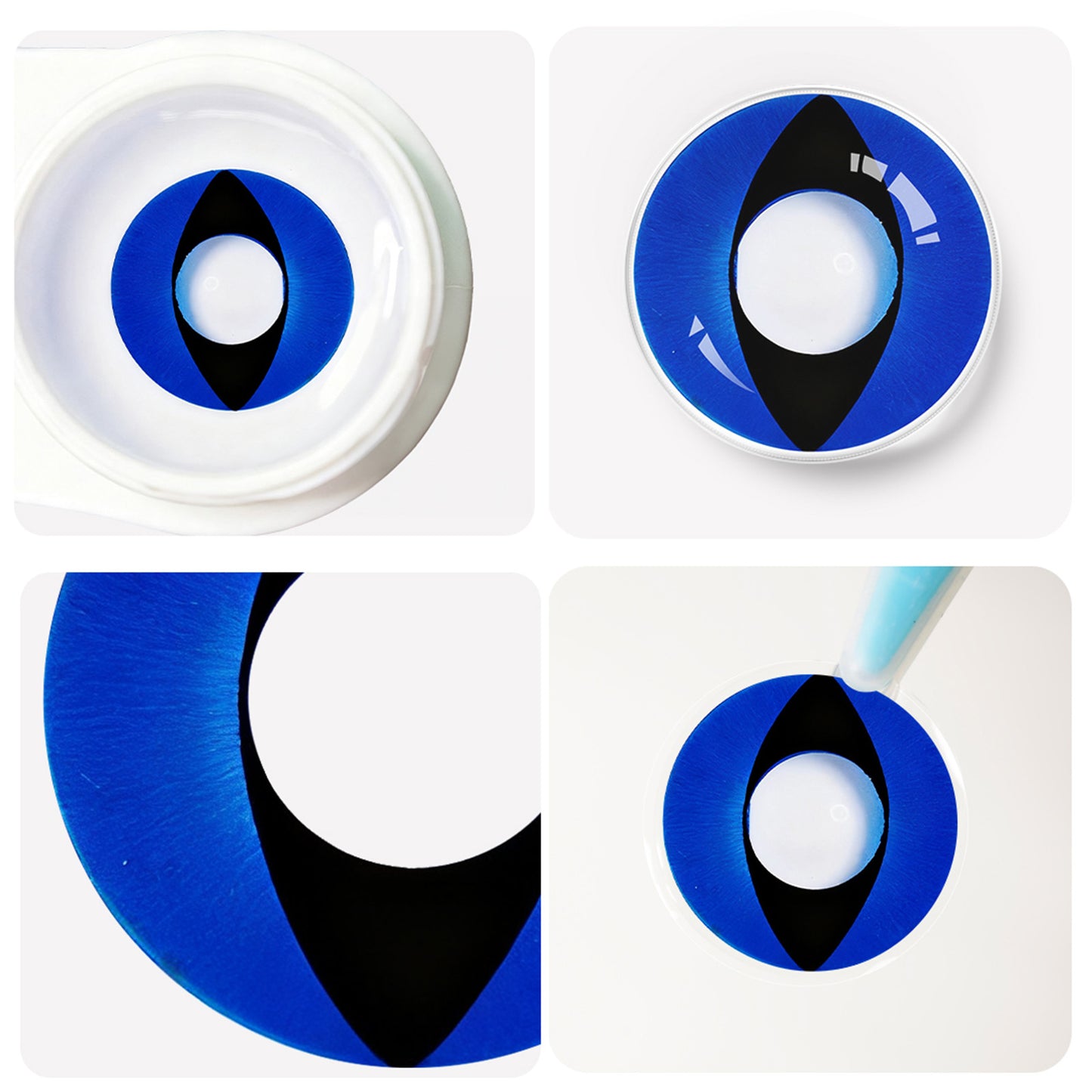 etailaufnahme weiße Kontaktlinsen für Halloween und Cosplay, Jahreslinsen im Blister