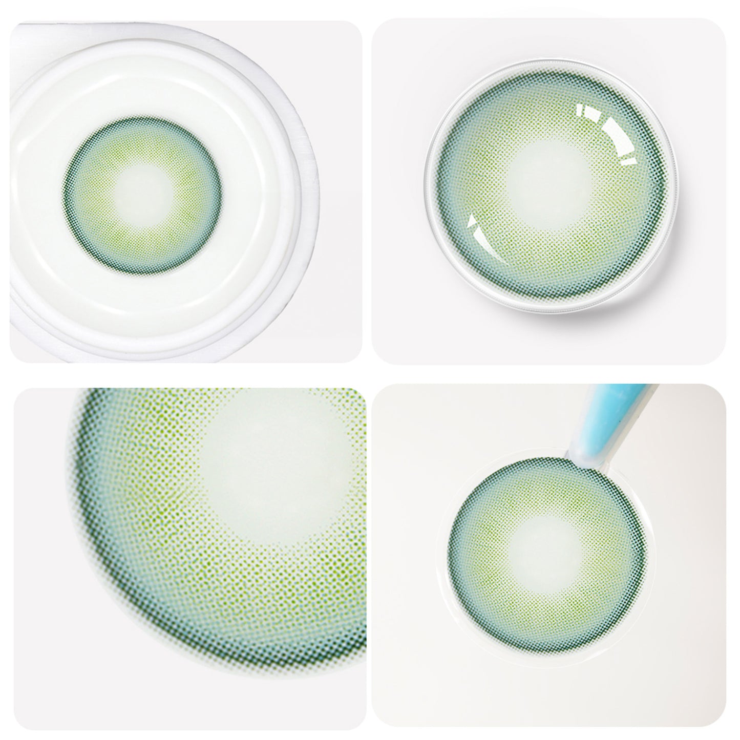 Aqua grüne Kontaktlinsen detailierte Ansicht