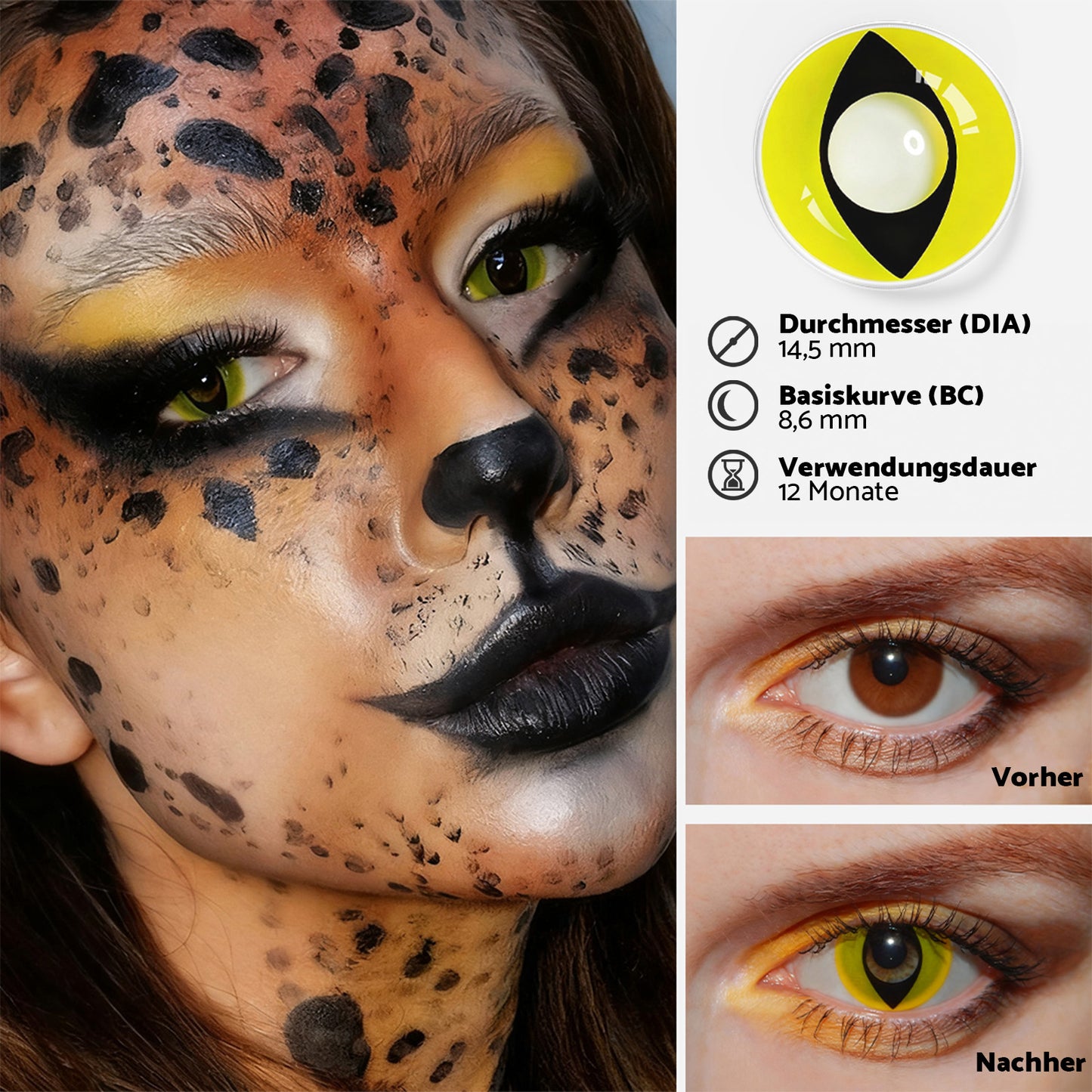 Fantasy Kontaktlinsen – Yellow Cat Eye – Jahreslinsen – DIA 14.5 mm | Freshlens