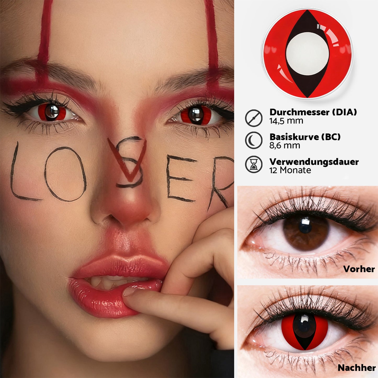 Fantasy Kontaktlinsen – Cat Eye Red – Jahreslinsen – DIA 14.5 mm | Freshlens