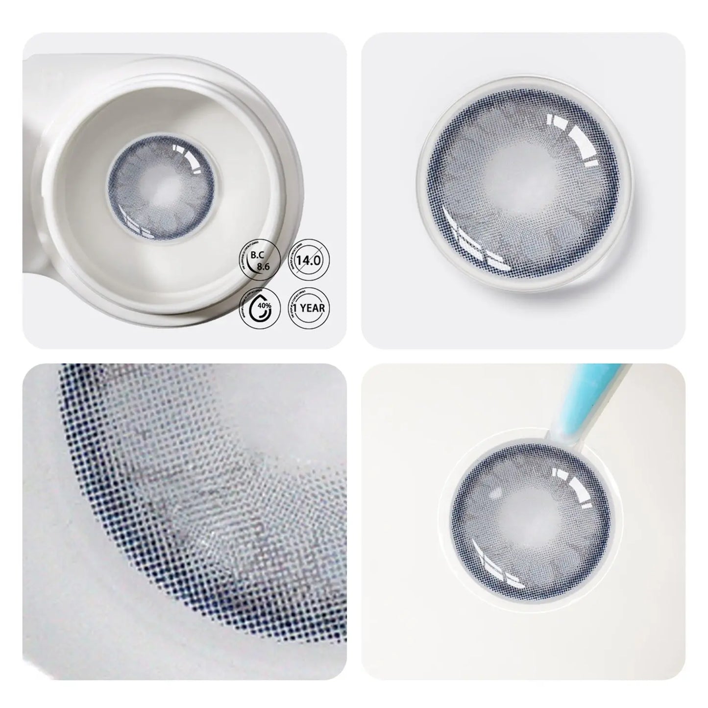 Blau-graue Kontaktlinsen ohne Sehstärke – Gemstone Blue – natürliche Jahreslinsen | Freshlens
