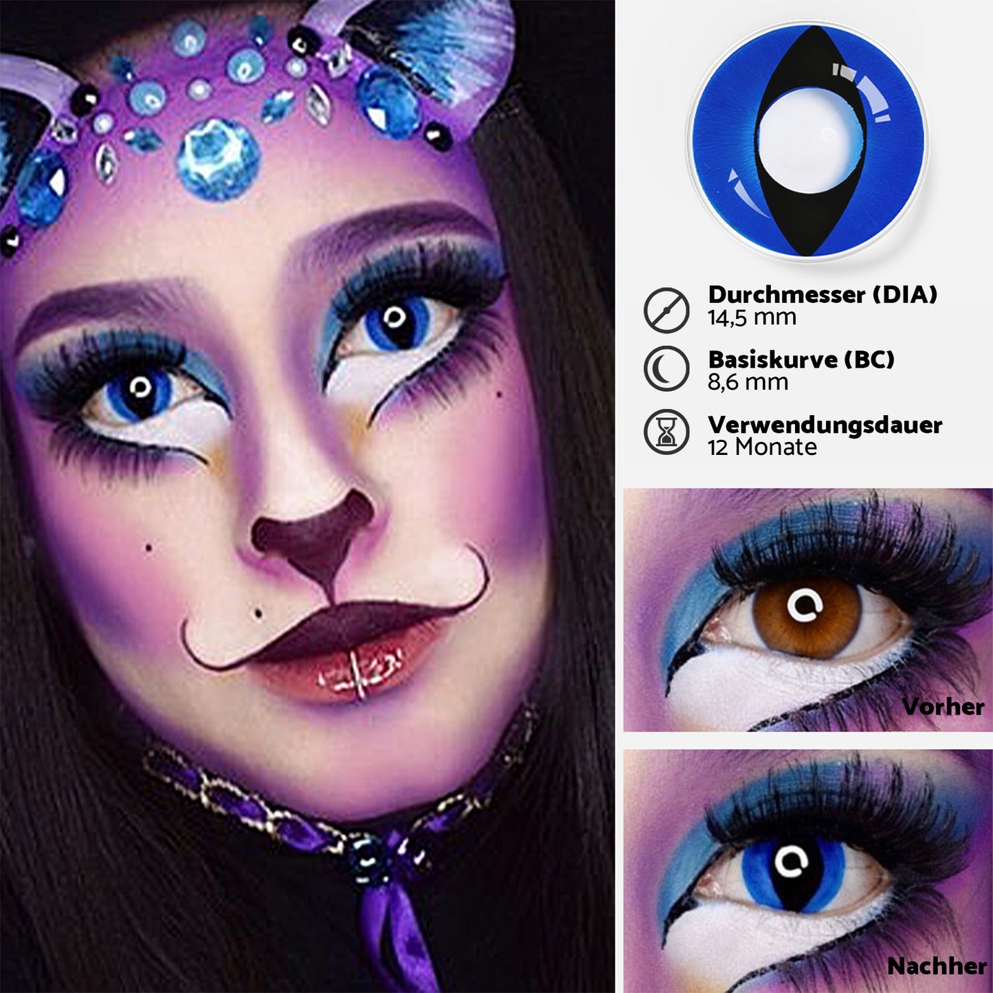 Fantasy Kontaktlinsen – Blue Cat Eye – Jahreslinsen – DIA 14.5 mm | Freshlens