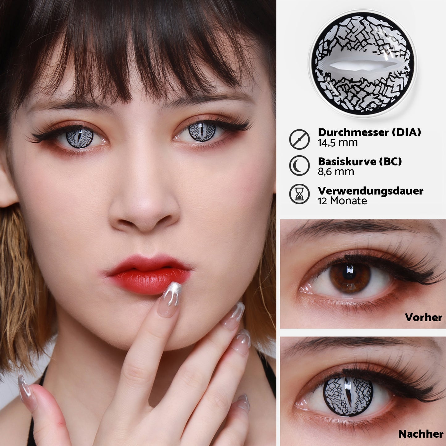 Fantasy Kontaktlinsen – Lizard Eye Sliver – Jahreslinsen – DIA 14.5 mm | Freshlens