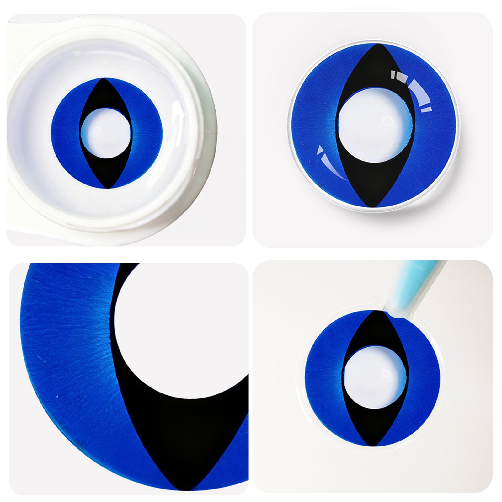 etailaufnahme weiße Kontaktlinsen für Halloween und Cosplay, Jahreslinsen im Blister