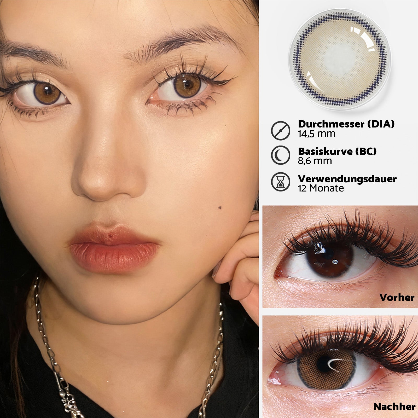 Braune Jahreslinsen vorher/nachher effekt