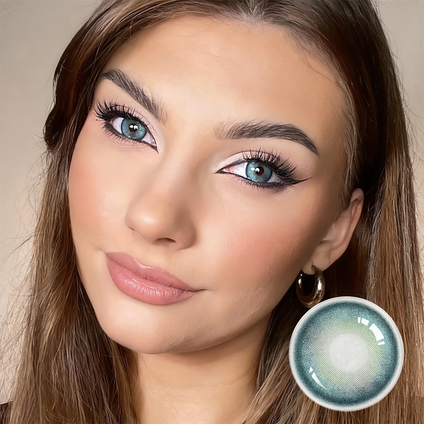 Jahreslinsen Emerald Türkis Model Tragebild