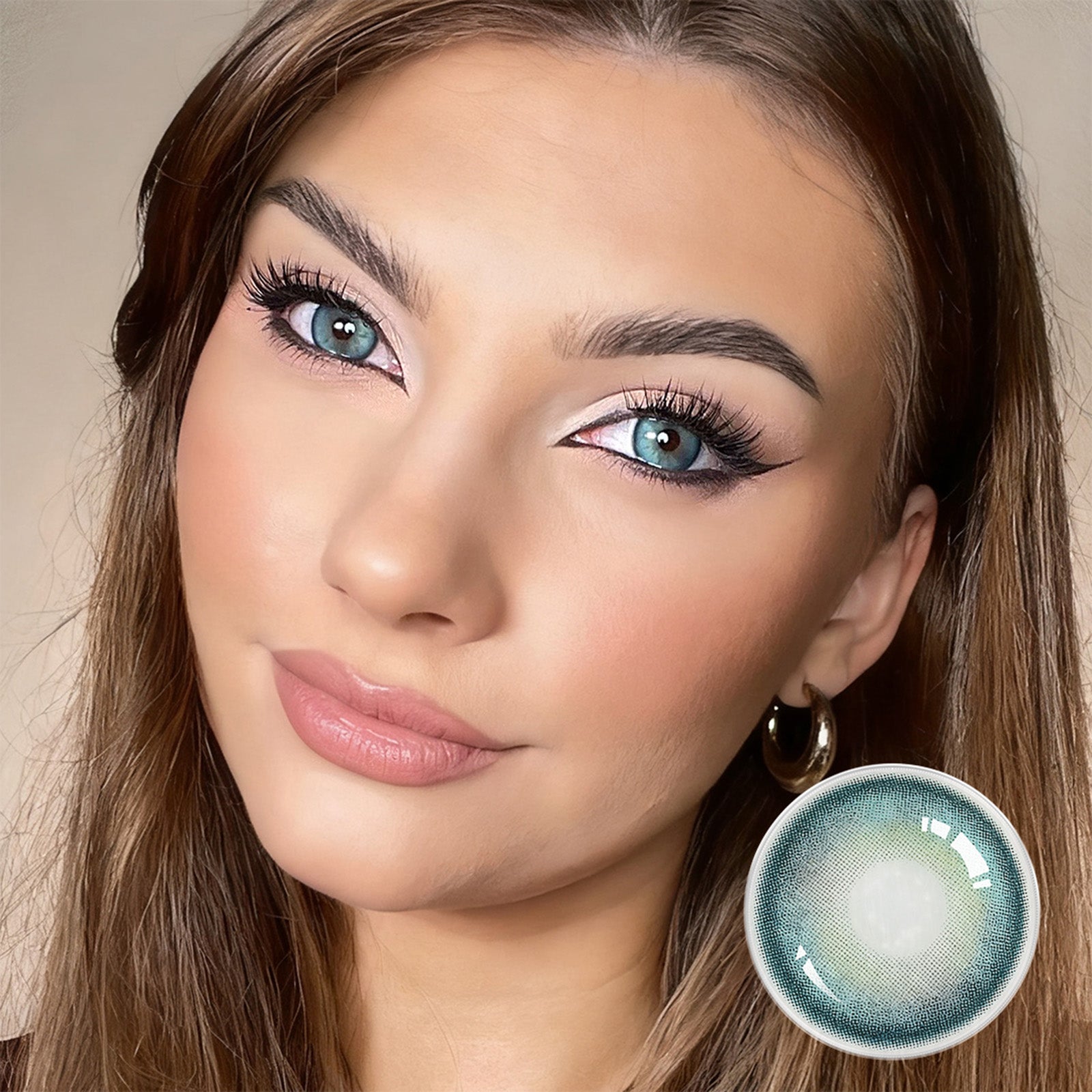 Jahreslinsen Emerald Türkis Model Tragebild