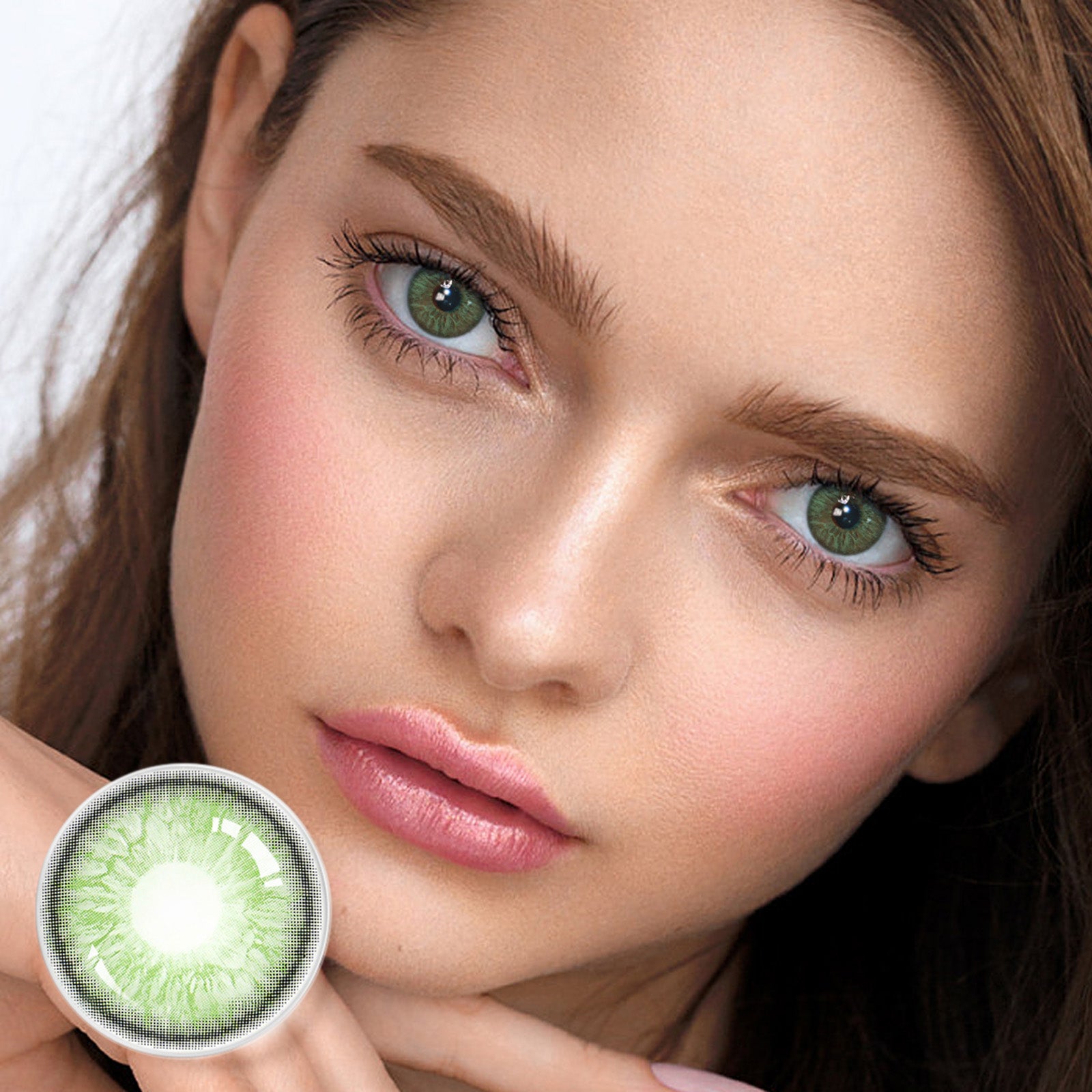 Kontaktlinsen flirting green Model Tragebild