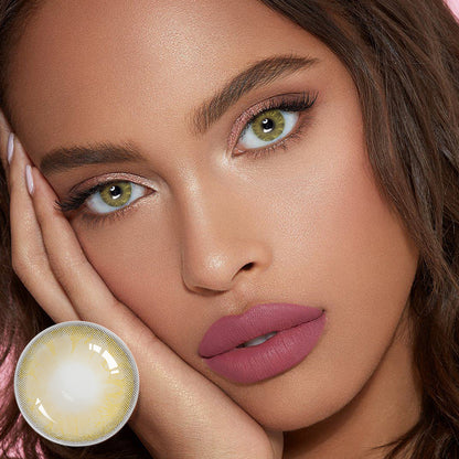 Jahreslinsen Grün-Braun Model Tragebild