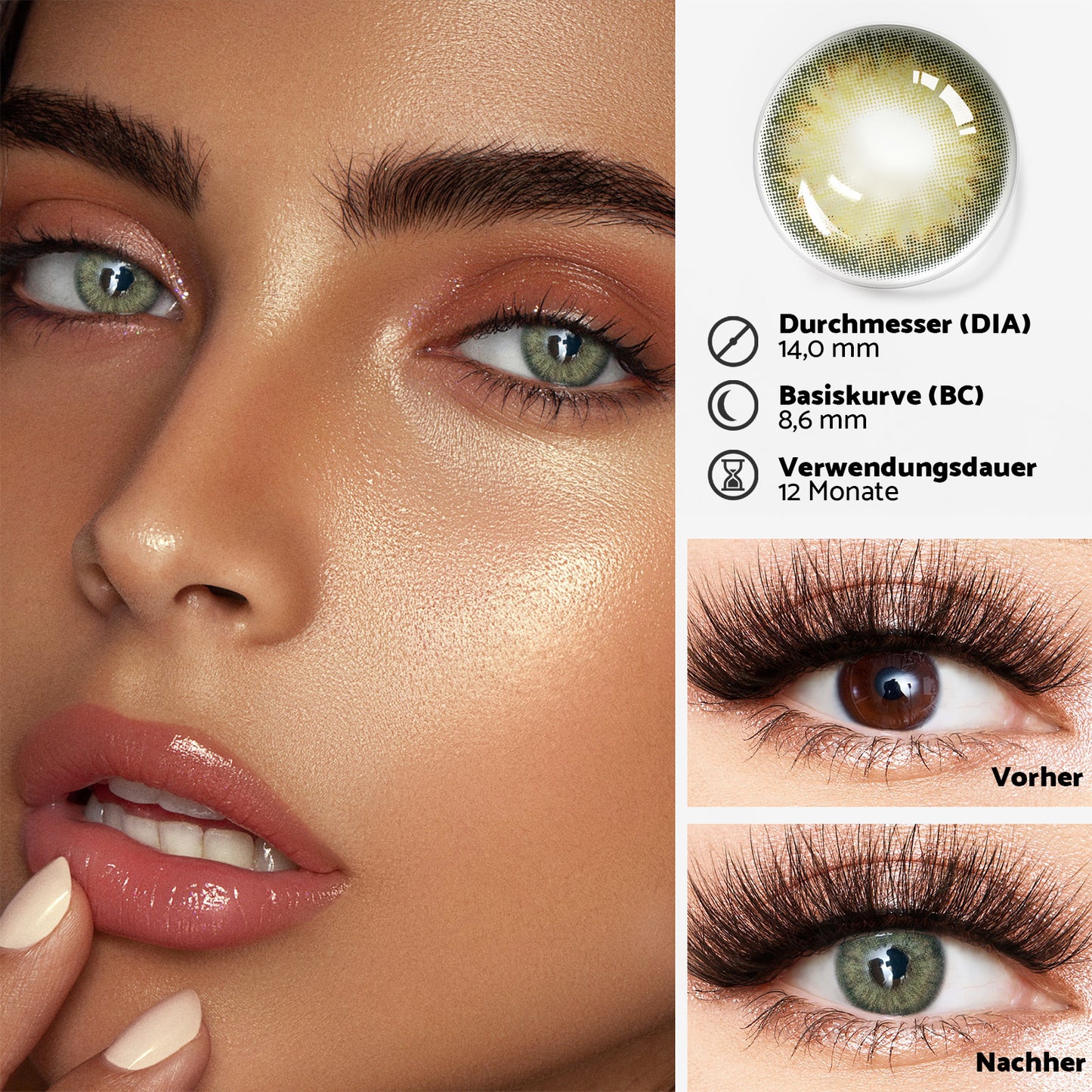 Jahreslinsen Golden Hazel vorher/nachher Effekt