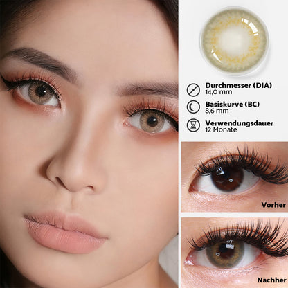 Jahreslinsen Hasselnuss Brau vorher/nachher Effekt