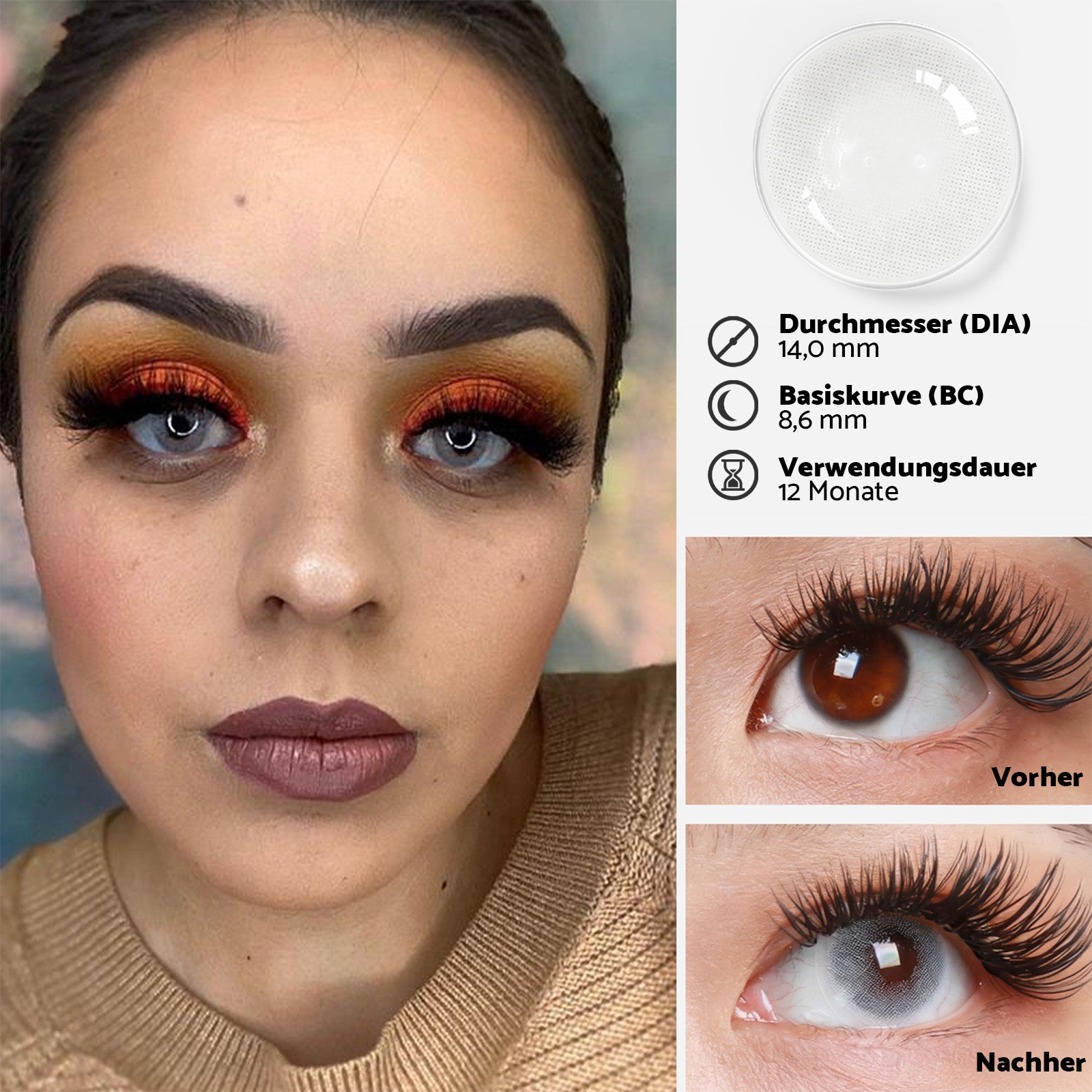 Jahreslinsen Ice Grau vorher/nachher Effekt