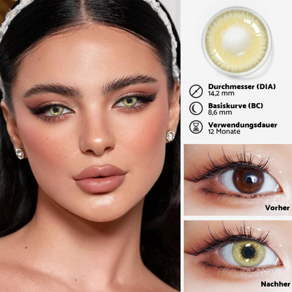 Jahreslinsen Sun Braun vorher/nachher Effekt