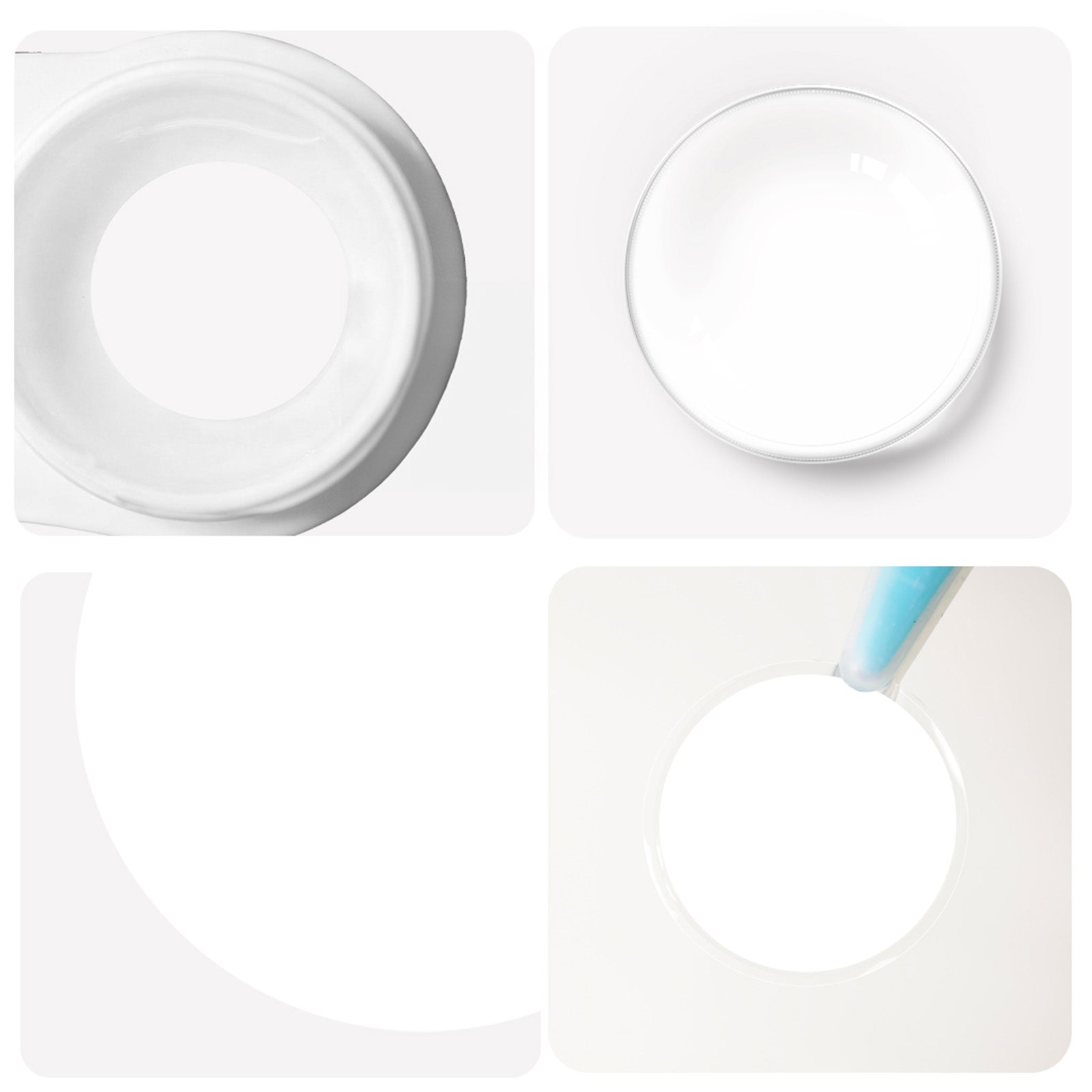 Detailaufnahme weißer Halloween Kontaktlinsen für Cosplay, Jahreslinsen im Blister